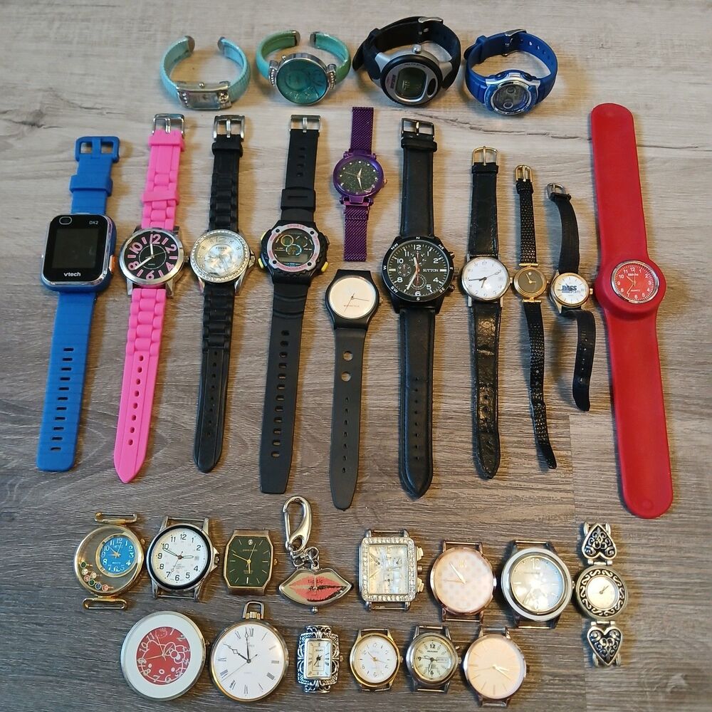 Huge Watch Lot of 25+ Mixed Brands Vintage & Modern Parts/Repair Untested-Z7